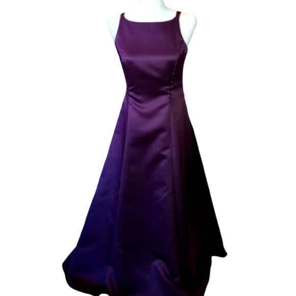Betsy & Adam Purple Satin Prom Dress Gown | Size 4 - Picture 1 of 4